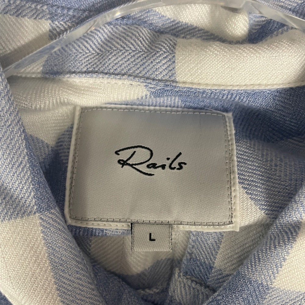 Rails Hunter Shirt Large White Powder Blue Plaid Coastal Preppy Button Down - Picture 4 of 10